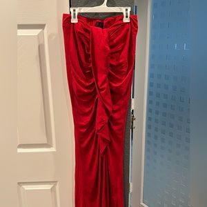Red velvet long skirt